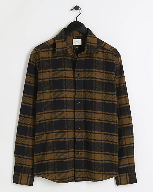 River Island regular fit check long sleeve shirt< Shirts