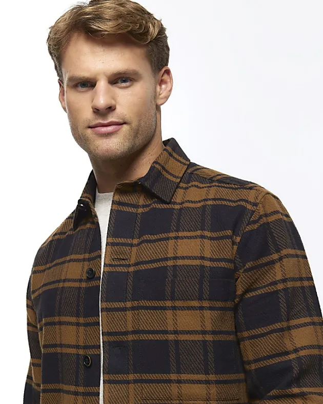 River Island regular fit check long sleeve shirt< Shirts