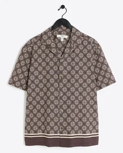 River Island regular fit geometric revere shirt< Shirts