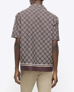 River Island regular fit geometric revere shirt< Shirts