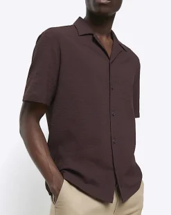 River Island regular fit seersucker revere shirt< Shirts