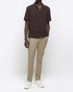River Island regular fit seersucker revere shirt< Shirts