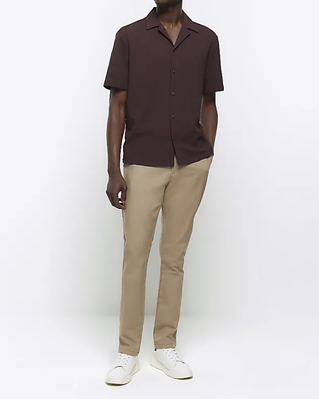 River Island regular fit seersucker revere shirt< Shirts