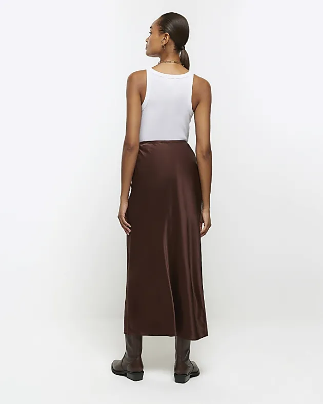 River Island satin midi skirt< Skirts
