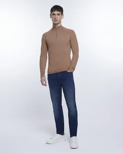 River Island slim fit knitted half zip jumper< Jumpers & Cardigans