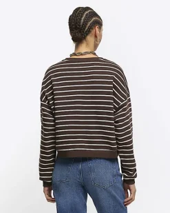 River Island stripe crop sweatshirt< Loungewear