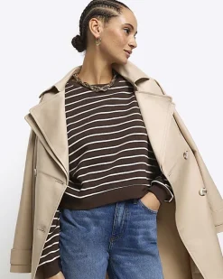 River Island stripe crop sweatshirt< Loungewear