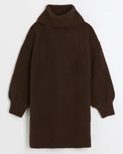 River Island textured roll neck jumper mini dress< Dresses