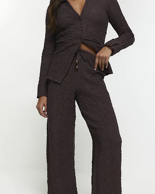 River Island textured wide leg trousers< Trousers