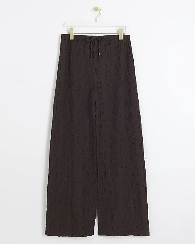 River Island textured wide leg trousers< Trousers