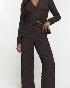 River Island textured wide leg trousers< Trousers