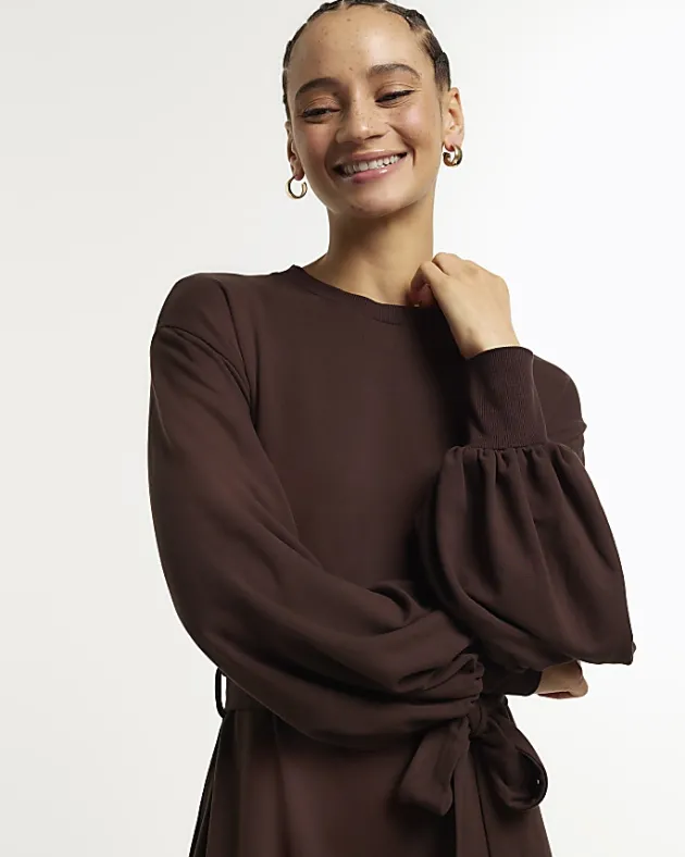 River Island tie waist sweatshirt midi dress< Dresses