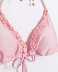 River Island Coral Frill Triangle Bikini Top< Swimwear & Beachwear