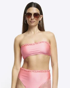 River Island Coral high waisted frill bikini bottoms< Swimwear & Beachwear