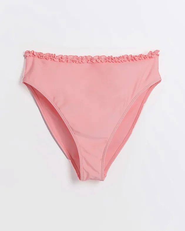 River Island Coral high waisted frill bikini bottoms< Swimwear & Beachwear