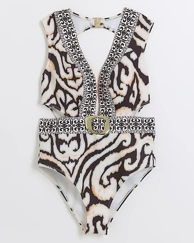 River Island abstract buckle swimsuit< Swimwear & Beachwear