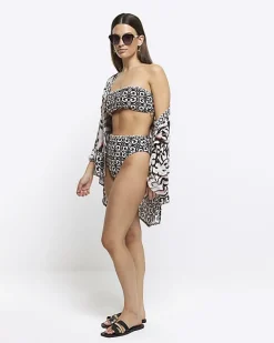 River Island abstract frill bandeau bikini top< Swimwear & Beachwear