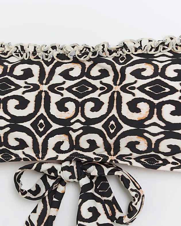 River Island abstract frill bandeau bikini top< Swimwear & Beachwear
