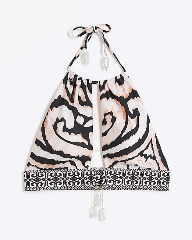 River Island abstract halter bikini top< Swimwear & Beachwear