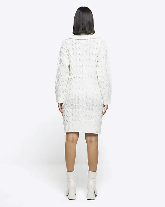River Island cable knit pearl jumper mini dress< Dresses