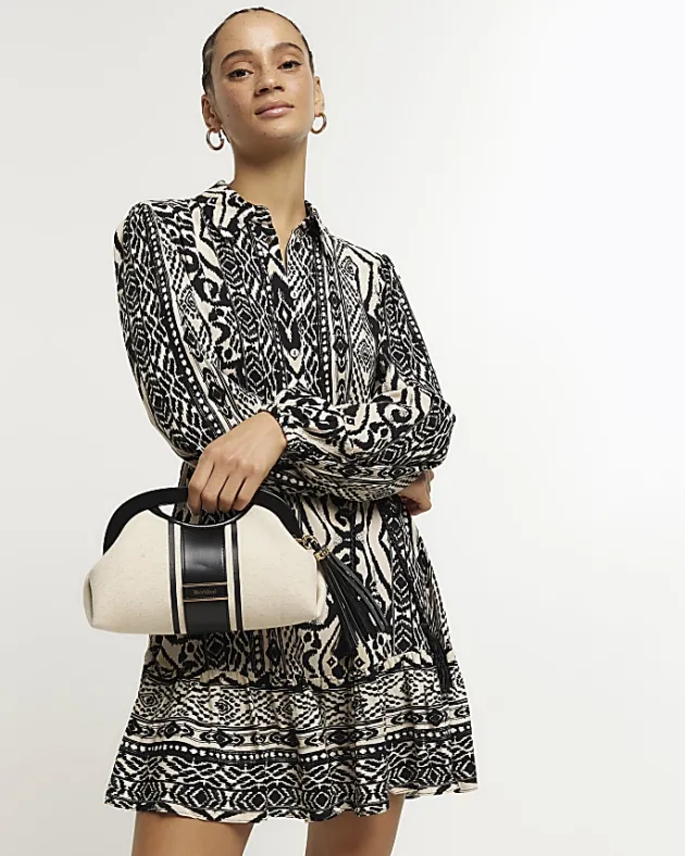 River Island canvas stripe clutch bag< Bags, Purses & Luggage
