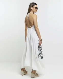 River Island embroidered plunge beach maxi dress< Swimwear & Beachwear