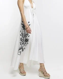 River Island embroidered plunge beach maxi dress< Swimwear & Beachwear