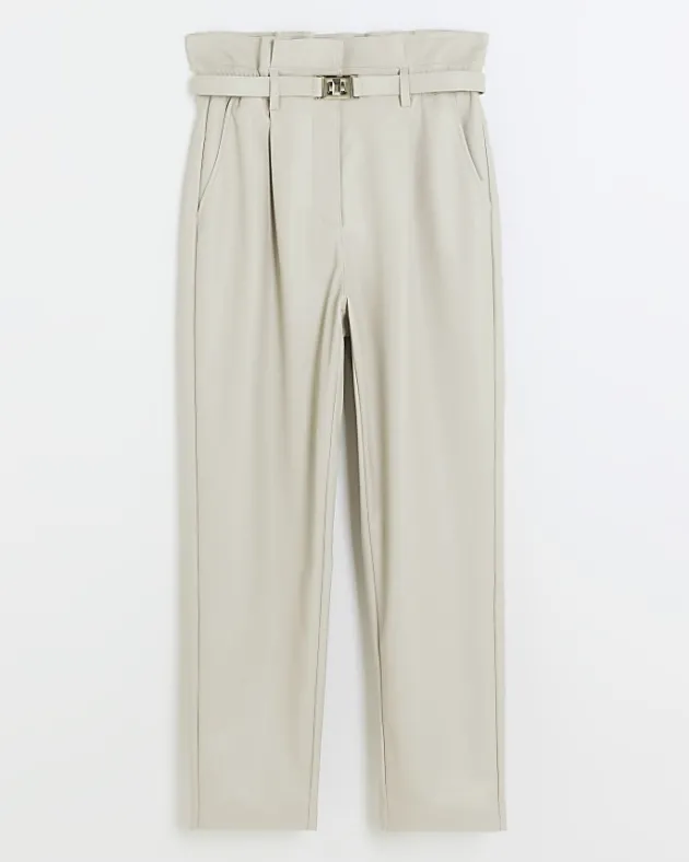 River Island faux leather paperbag trousers< Trousers