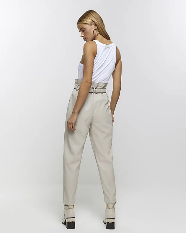 River Island faux leather paperbag trousers< Trousers