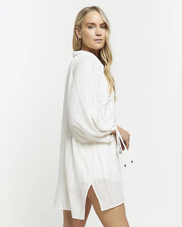 River Island metallic stripe beach shirt< Swimwear & Beachwear