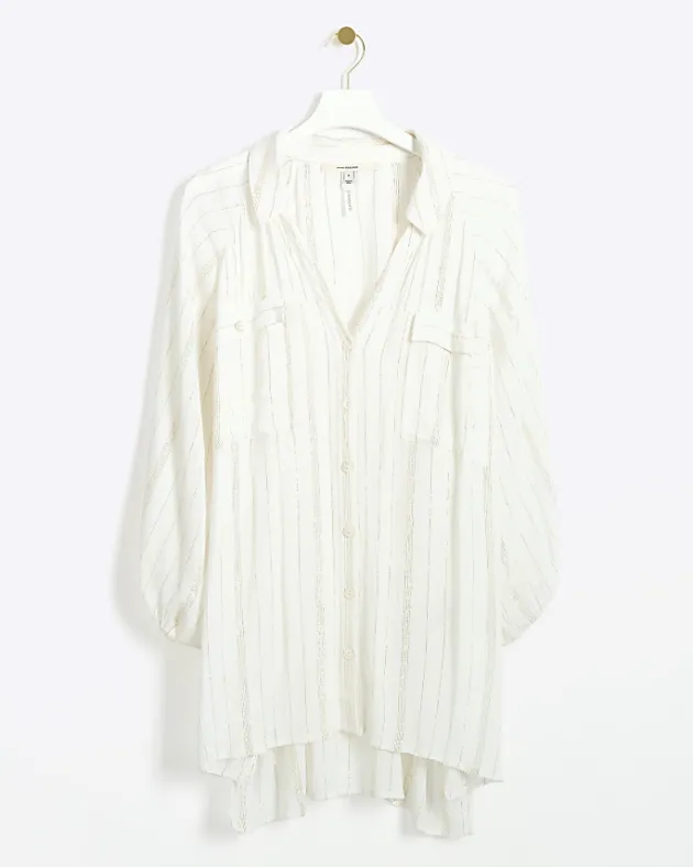 River Island metallic stripe beach shirt< Swimwear & Beachwear