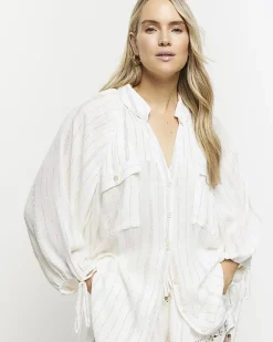 River Island metallic stripe beach shirt< Swimwear & Beachwear