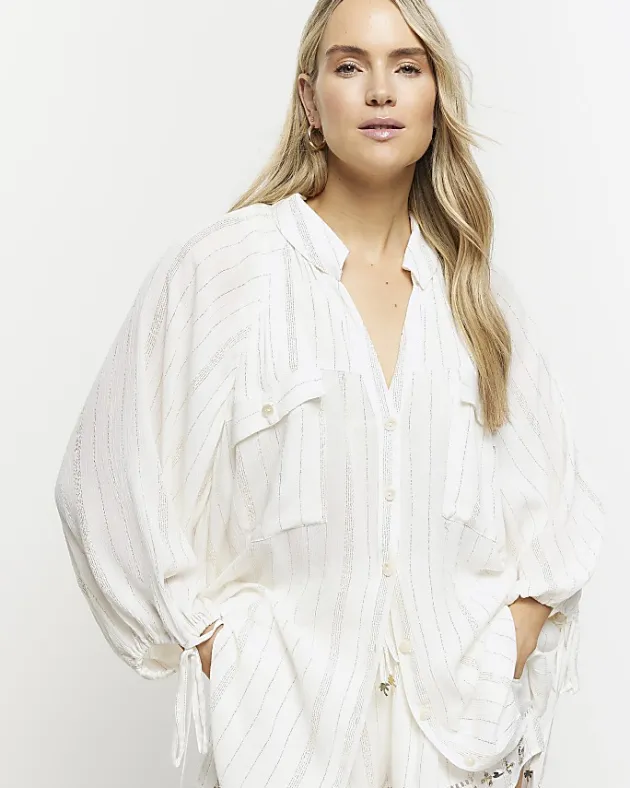 River Island metallic stripe beach shirt< Swimwear & Beachwear
