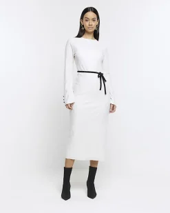 River Island plisse belted bodycon midi dress< Dresses