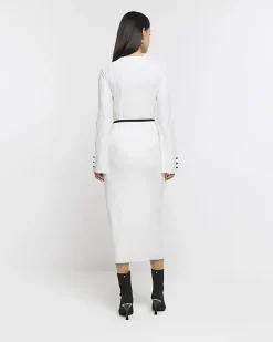 River Island plisse belted bodycon midi dress< Dresses