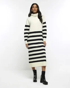 River Island stripe rolled neck jumper midi dress< Dresses