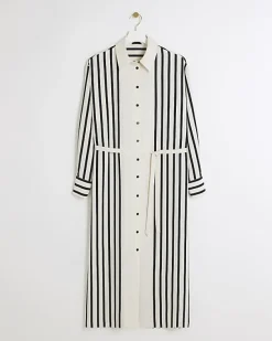 River Island stripe tie waist midi shirt dress< Dresses