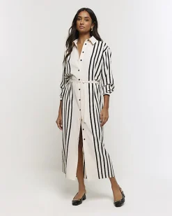 River Island stripe tie waist midi shirt dress< Dresses