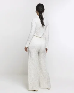 River Island textured wide leg trousers< Trousers