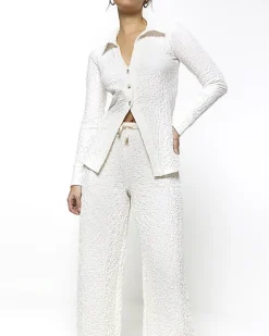 River Island textured wide leg trousers< Trousers