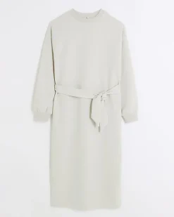 River Island tie jersey sweatshirt midi dress< Dresses