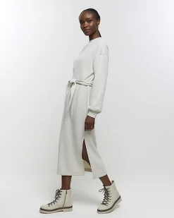 River Island tie jersey sweatshirt midi dress< Dresses