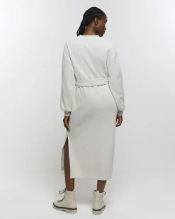 River Island tie jersey sweatshirt midi dress< Dresses