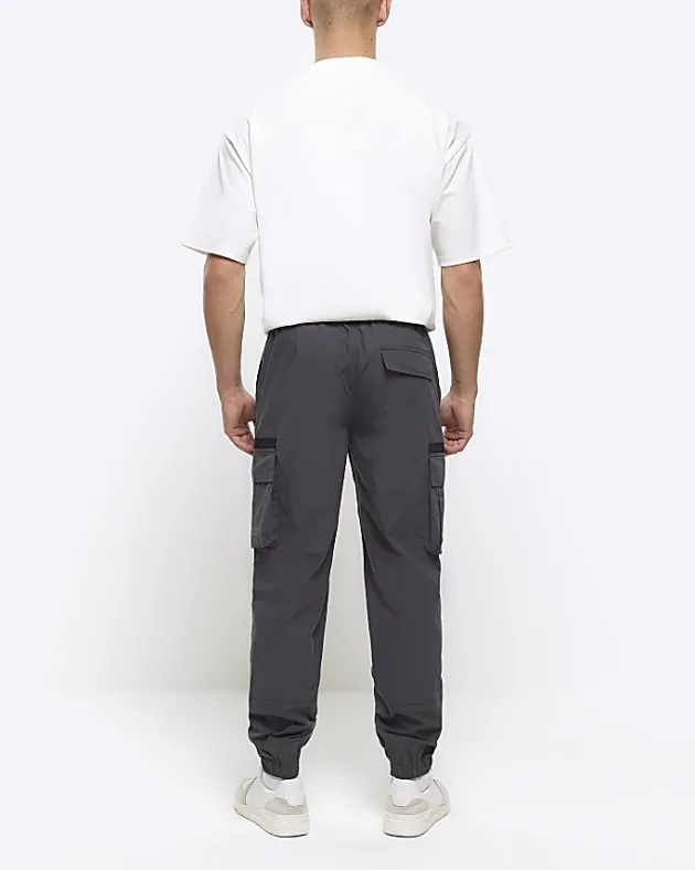 River Island Dark regular fit cargo trousers< Trousers
