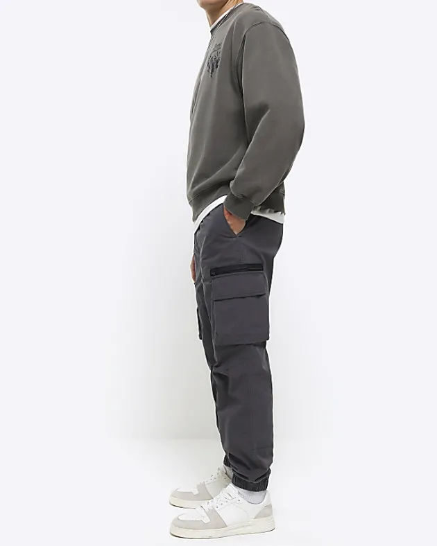 River Island Dark regular fit cargo trousers< Trousers