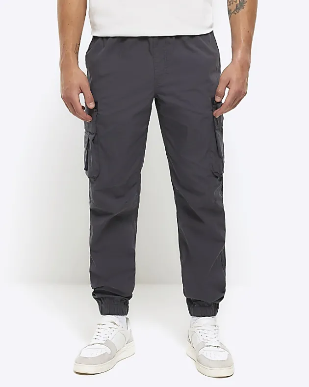 River Island Dark regular fit cargo trousers< Trousers