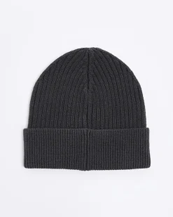 River Island Dark rib beanie< Essentials