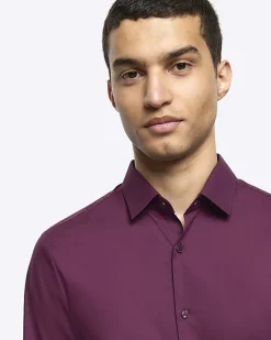 River Island Dark slim fit smart shirt< Shirts