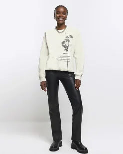 River Island Ecru floral graphic sweatshirt< Loungewear