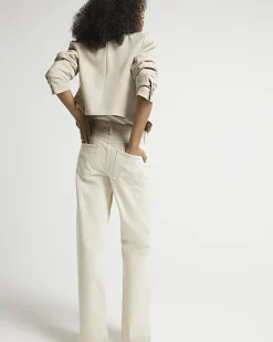 River Island Ecru high waisted relaxed straight jeans< Jeans